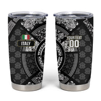 Italy Rugby Concept Custom Tumbler Cup Black and White Mandala Inspired