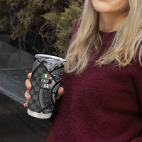 Italy Rugby Concept Custom Tumbler Cup Black and White Mandala Inspired
