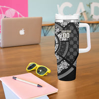 Italy Rugby Concept Custom Tumbler With Handle Black and White Mandala Inspired