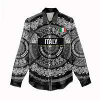 Italy Rugby Concept Custom Women Casual Shirt Black and White Mandala Inspired