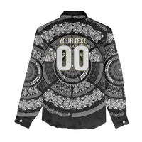 Italy Rugby Concept Custom Women Casual Shirt Black and White Mandala Inspired