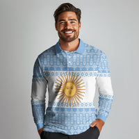 Argentina Rugby National Heritage Custom Long Sleeve Polo Shirt Gaucho Inspired