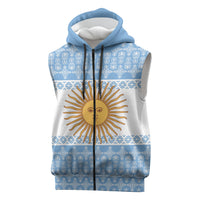 Argentina Rugby National Heritage Custom Sleeveless Zip Hoodie Gaucho Inspired