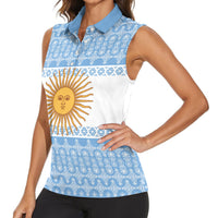 Argentina Rugby National Heritage Custom Women Sleeveless Polo Shirt Gaucho Inspired