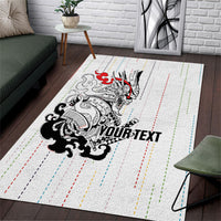 Japan Rugby National Heritage Custom Area Rug Traditional Sashiko Inspired