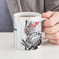 Japan Rugby National Heritage Custom Ceramic Mug Traditional Sashiko Inspired