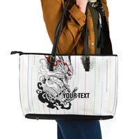 Japan Rugby National Heritage Custom Leather Tote Bag Traditional Sashiko Inspired