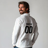 Japan Rugby National Heritage Custom Long Sleeve Polo Shirt Traditional Sashiko Inspired