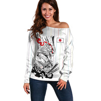 Japan Rugby National Heritage Custom Off Shoulder Sweater Traditional Sashiko Inspired