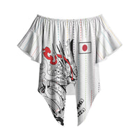 Japan Rugby National Heritage Custom Off Shoulder Wrap Waist Top Traditional Sashiko Inspired
