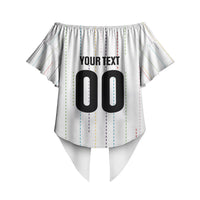 Japan Rugby National Heritage Custom Off Shoulder Wrap Waist Top Traditional Sashiko Inspired