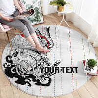 Japan Rugby National Heritage Custom Round Carpet Traditional Sashiko Inspired