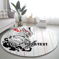 Japan Rugby National Heritage Custom Round Carpet Traditional Sashiko Inspired