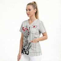 Japan Rugby National Heritage Custom Scrub Top Traditional Sashiko Inspired