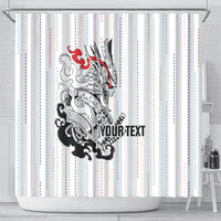 Japan Rugby National Heritage Custom Shower Curtain Traditional Sashiko Inspired
