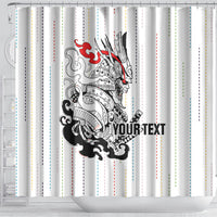 Japan Rugby National Heritage Custom Shower Curtain Traditional Sashiko Inspired