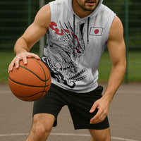 Japan Rugby National Heritage Custom Sleeveless Hoodie Traditional Sashiko Inspired