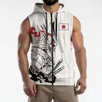 Japan Rugby National Heritage Custom Sleeveless Zip Hoodie Traditional Sashiko Inspired