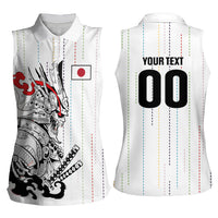 Japan Rugby National Heritage Custom Women Sleeveless Polo Shirt Traditional Sashiko Inspired