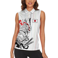 Japan Rugby National Heritage Custom Women Sleeveless Polo Shirt Traditional Sashiko Inspired
