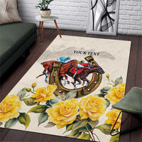 Melbourne Horse Racing Personalised Area Rug Australian Horse With Yellow Roses - Wonder Print Shop