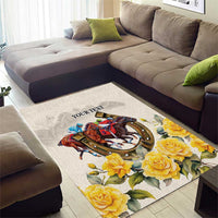 Melbourne Horse Racing Personalised Area Rug Australian Horse With Yellow Roses - Wonder Print Shop