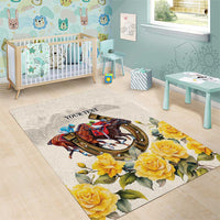 Melbourne Horse Racing Personalised Area Rug Australian Horse With Yellow Roses - Wonder Print Shop