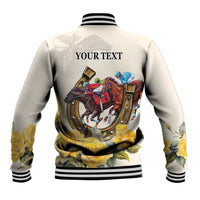 Melbourne Horse Racing Personalised Baseball Jacket Australian Horse With Yellow Roses - Wonder Print Shop