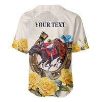 Melbourne Horse Racing Personalised Baseball Jersey Australian Horse With Yellow Roses - Wonder Print Shop