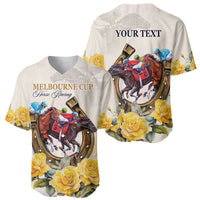 Melbourne Horse Racing Personalised Baseball Jersey Australian Horse With Yellow Roses - Wonder Print Shop