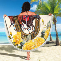 Melbourne Horse Racing Personalised Beach Blanket Australian Horse With Yellow Roses - Wonder Print Shop