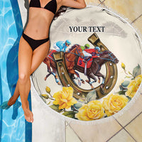 Melbourne Horse Racing Personalised Beach Blanket Australian Horse With Yellow Roses - Wonder Print Shop