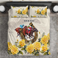 Melbourne Horse Racing Personalised Bedding Set Australian Horse With Yellow Roses - Wonder Print Shop