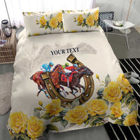 Melbourne Horse Racing Personalised Bedding Set Australian Horse With Yellow Roses - Wonder Print Shop