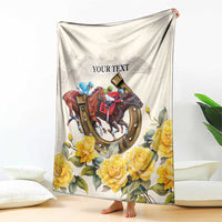 Melbourne Horse Racing Personalised Blanket Australian Horse With Yellow Roses - Wonder Print Shop