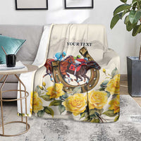 Melbourne Horse Racing Personalised Blanket Australian Horse With Yellow Roses - Wonder Print Shop