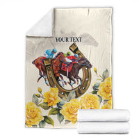 Melbourne Horse Racing Personalised Blanket Australian Horse With Yellow Roses - Wonder Print Shop