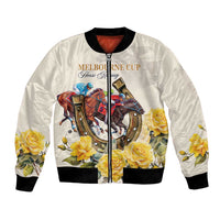 Melbourne Horse Racing Personalised Bomber Jacket Australian Horse With Yellow Roses - Wonder Print Shop