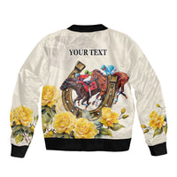 Melbourne Horse Racing Personalised Bomber Jacket Australian Horse With Yellow Roses - Wonder Print Shop