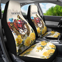 Melbourne Horse Racing Personalised Car Seat Cover Australian Horse With Yellow Roses - Wonder Print Shop