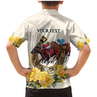 Melbourne Horse Racing Personalised Family Matching Mermaid Dress and Hawaiian Shirt Australian Horse With Yellow Roses - Wonder Print Shop