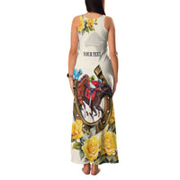 Melbourne Horse Racing Personalised Family Matching Tank Maxi Dress and Hawaiian Shirt Australian Horse With Yellow Roses - Wonder Print Shop