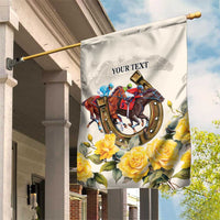 Melbourne Horse Racing Personalised Garden Flag Australian Horse With Yellow Roses - Wonder Print Shop