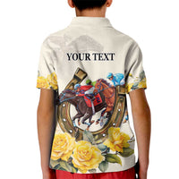 Melbourne Horse Racing Personalised Kid Polo Shirt Australian Horse With Yellow Roses - Wonder Print Shop