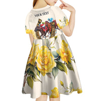Melbourne Horse Racing Personalised Kid Short Sleeve Dress Australian Horse With Yellow Roses - Wonder Print Shop