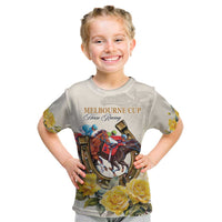 Melbourne Horse Racing Personalised Kid T Shirt Australian Horse With Yellow Roses - Wonder Print Shop