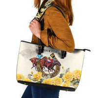 Melbourne Horse Racing Personalised Leather Tote Bag Australian Horse With Yellow Roses - Wonder Print Shop