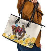 Melbourne Horse Racing Personalised Leather Tote Bag Australian Horse With Yellow Roses - Wonder Print Shop