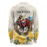 Melbourne Horse Racing Personalised Long Sleeve Shirt Australian Horse With Yellow Roses - Wonder Print Shop