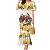 Melbourne Horse Racing Personalised Mermaid Dress Australian Horse With Yellow Roses - Wonder Print Shop